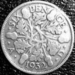 1932 UK sixpence value, George V