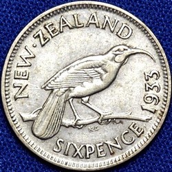 1933 New Zealand sixpence