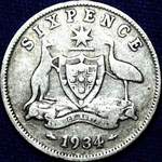 1934 Australian sixpence