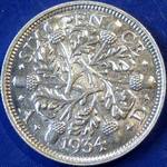1934 UK sixpence value, George V