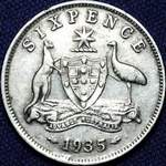 1935 Australian sixpence