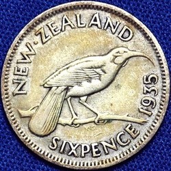 1935 New Zealand sixpence