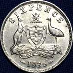 1936 Australian sixpence