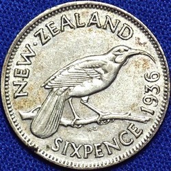 1936 New Zealand sixpence