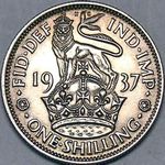 1937 UK shilling value, George VI, English reverse