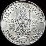 1937 UK shilling value, George VI, Scottish reverse