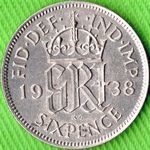 1938 UK sixpence value, George VI