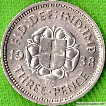 ideal gift or for jewellery or craftmaking projects. Great BritainThreepence coin 1938 in good used Nickel Brass circulated condition