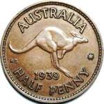 1939 kangaroo Australian halfpenny