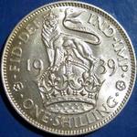 1939 UK shilling value, George VI, English reverse