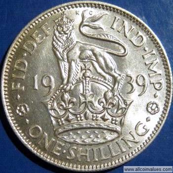1939 UK George V British Silver Shilling Gem Uncirculated 