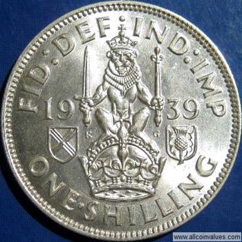 1939 UK George V British Silver Shilling Gem Uncirculated 