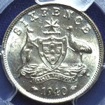1940 Australian sixpence
