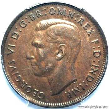 1940 K.G Australian penny obverse