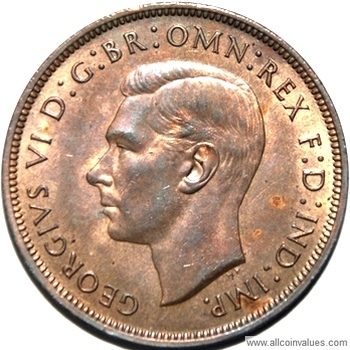 one penny 1940 georgius VI dei gra britt omn rex fid def ind imp 