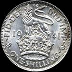 1941 UK shilling value, George VI, English reverse