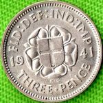 1941 UK threepence value, George VI, silver