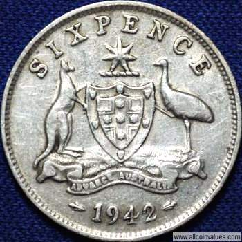 Retaliate influenza Spændende 1942 Australian sixpence value