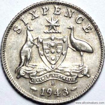 vask Avl Udlevering 1943 d Australian sixpence value