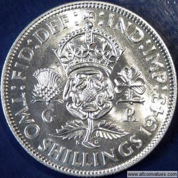 mulighed Det Kondensere 1943 UK florin value, George VI