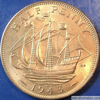 1943 Half Penny Pre Decimal Currency Circulated 