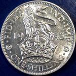 1943 UK shilling value, George VI, English reverse