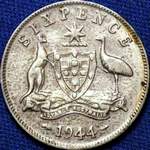 1944 Australian sixpence