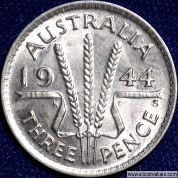 1944 Australian threepence reverse