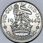 1944 UK shilling value, George VI, English reverse