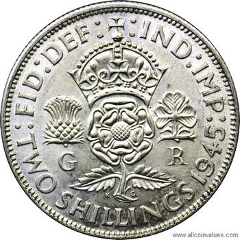 boom Lav en seng Stor mængde 1945 UK florin value, George VI