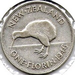 1946 flat back New Zealand florin