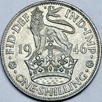 1946 UK shilling value, George VI, English reverse