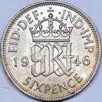 1946 UK sixpence value, George VI