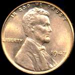 1947 P US penny, Lincoln wheat