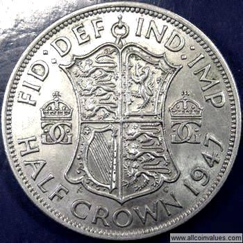 1947 halfcrown value, George VI