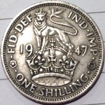 1947 UK shilling value, George VI, English reverse