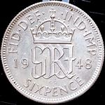 1948 UK sixpence value, George VI