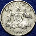 1950 Australian sixpence