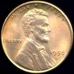 1950 S US penny, Lincoln wheat