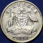 1951 m Australian sixpence