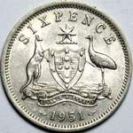 1951 pl Australian sixpence