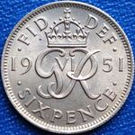 1951 UK sixpence value, George VI
