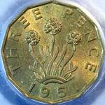1951 UK threepence value, George VI