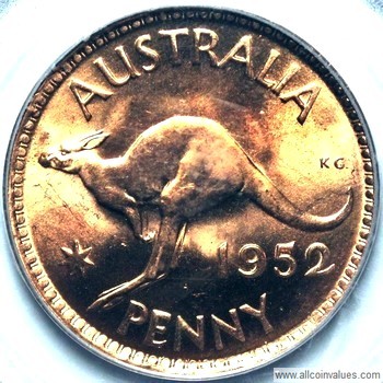 1952 Old Australia Coin Circulated Penny Kangaroo m