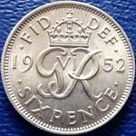 1952 UK sixpence value, George VI