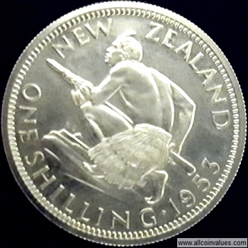 1953 New Zealand shilling reverse