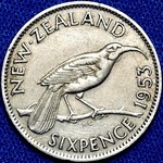 1953 New Zealand sixpence