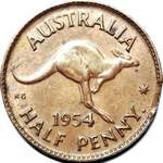 1954 Australian halfpenny value