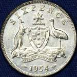 1954 Australian sixpence