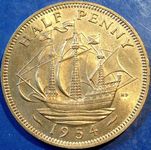1954 UK halfpenny value, Elizabeth II